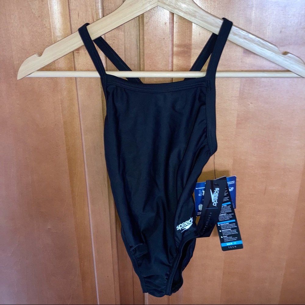 NWT Speedo  6 / 22 Swimsuit Black one piece see size chart photo